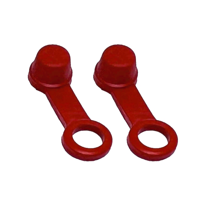 Pair of brake fluid caps red