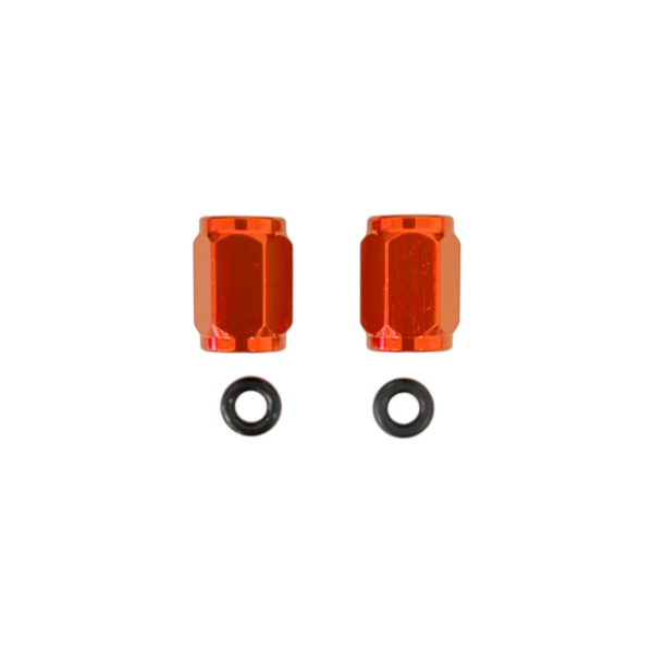 Pair of tire valve caps orange
